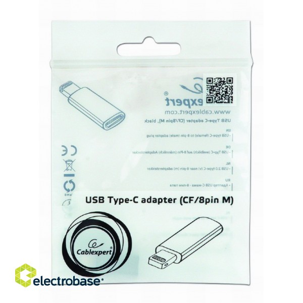 Adapter; Apple Lightning plug,USB C socket; black; Cablexpert 4