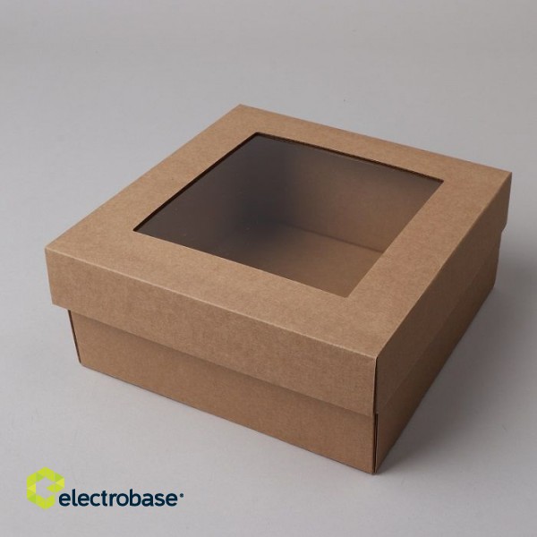 Kartona kūku kastes ar lodziņu un atlokāmu vāku,190x120x60mm, brūnas
