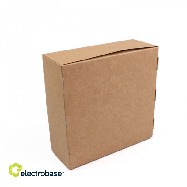 Kartona kūku kastes ar lodziņu, atlokāmu vāku un ieliktni 230x230x90mm, brūnas 3