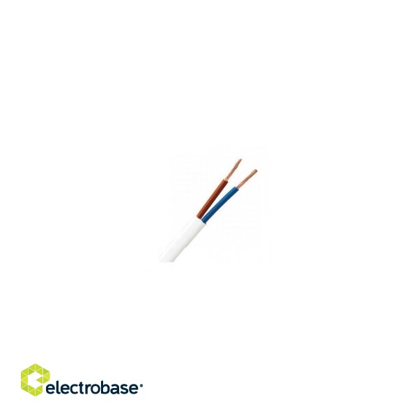 OMY 2x1.5 lokans elektrības kabelis ar vara dzīslu. Paredzēts lietošanai iekštelpās. Balts