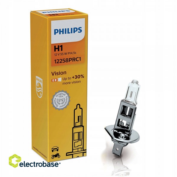 Automobilinė lempa H1 Philips Vision 12V 55W + 30% šviesos