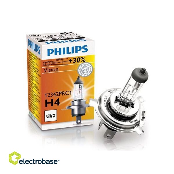 Automobilinė lempa H4 Philips Vision 12V 60/55W + 30% šviesos