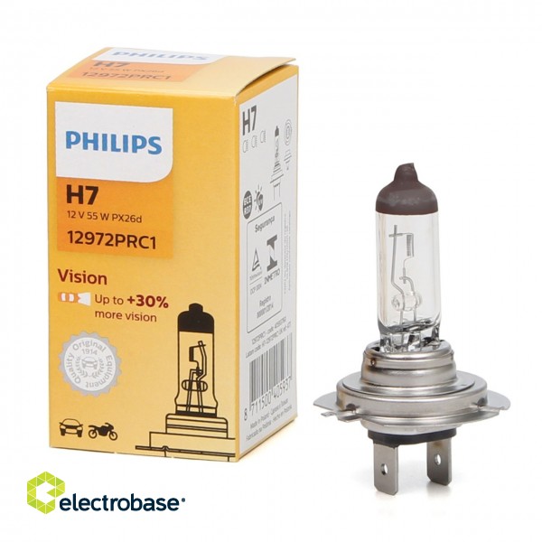 Autovalgusti H7 Philips Vision 12V 55W + 30% valgust