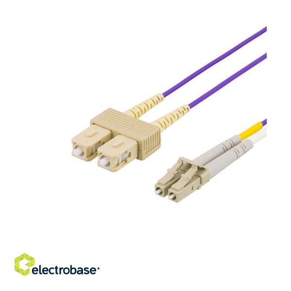 SC-LC Optiskais komutācijas kabelis duplex, MM, OM 4, 2.0m/ LSZH, DELTACO