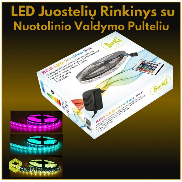  LED juostelių rinkinys su nuotolinio valdymo pulteliu electrobase.lv