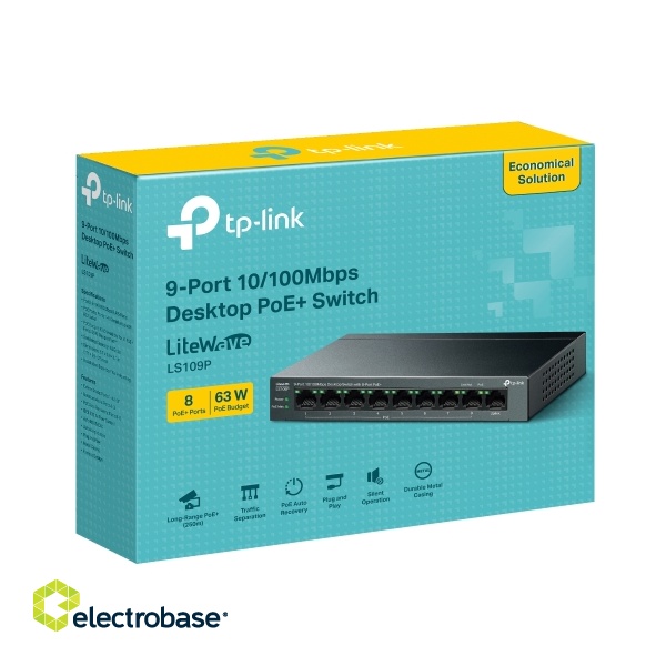 NET SWITCH 9PORT 10/100M 8POE+ LS109P TP-LINK 2