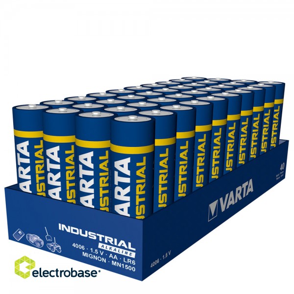 BATAA.ALK.VI40; LR6/AA  baterijas Varta Industrial Alkaline MN1500/4006 iepakojumā 40 gb. 2