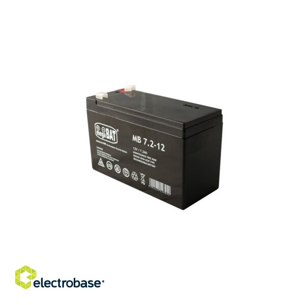 12V 7.2Ah battery :: Lead-Acid :: 12 Volts, 7.2 amp hours (Ah) :: Terminal type T1 (4.75mm)