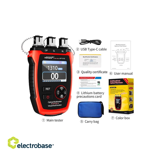 NOYAFA NF-919 Multifunctional Optical Fiber Tester: Integrated Optical Power Meter, Light Source, and VFL 4