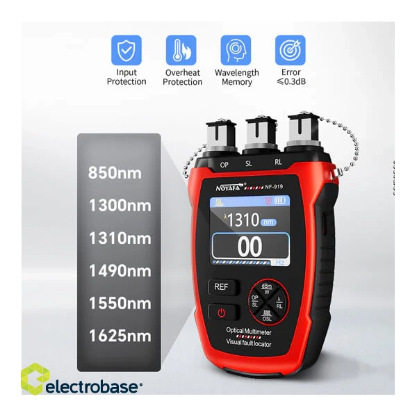 NOYAFA NF-919 Multifunctional Optical Fiber Tester: Integrated Optical Power Meter, Light Source, and VFL