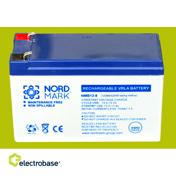 12V 8Ah battery Nordmark LEAD-ACID Electrobase.lv