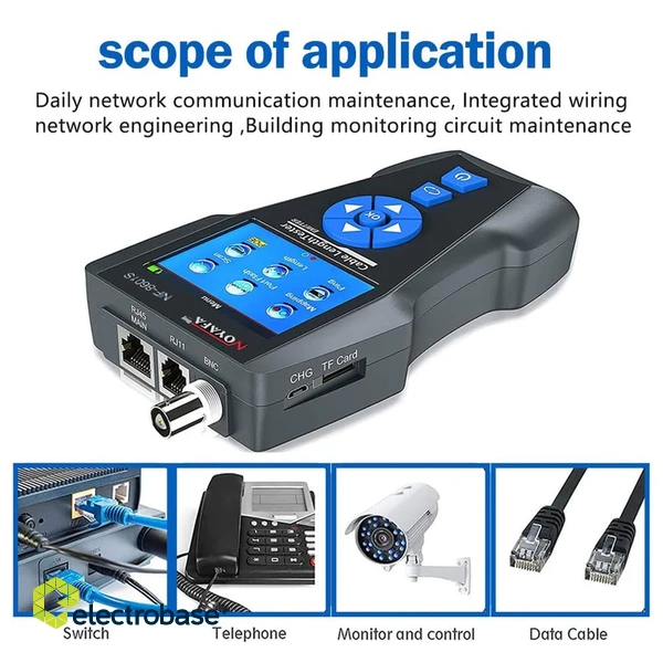 Noyafa NF-8601S Comprehensive Network Cable Tracer Tester Using TDR & with PoE / Ping for RJ45, RJ11, BNC, Metal Cables 2