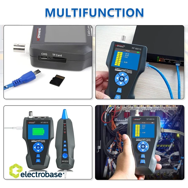 Noyafa NF-8601S Comprehensive Network Cable Tracer Tester Using TDR & with PoE / Ping for RJ45, RJ11, BNC, Metal Cables 3