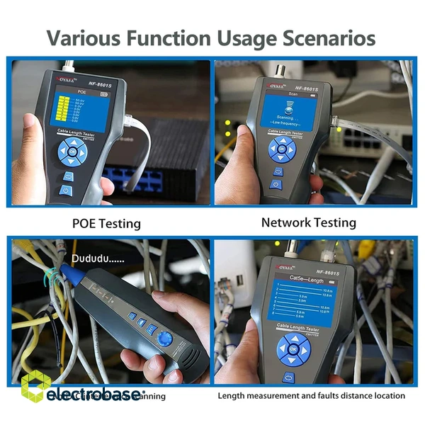 Noyafa NF-8601S Comprehensive Network Cable Tracer Tester Using TDR & with PoE / Ping for RJ45, RJ11, BNC, Metal Cables 4