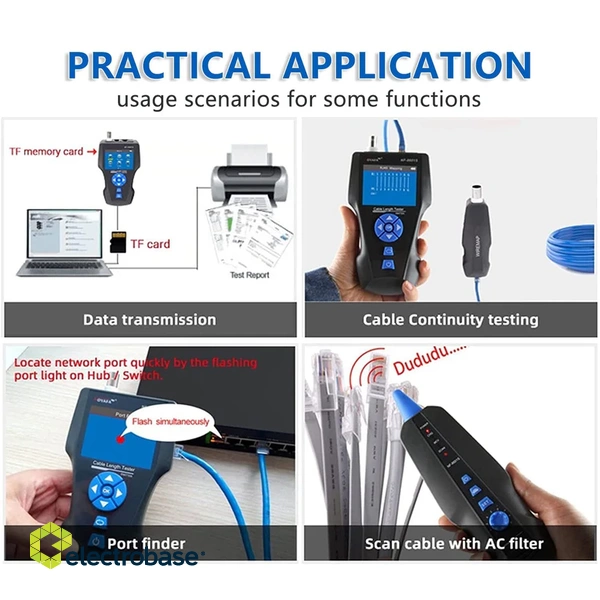 Noyafa NF-8601S Comprehensive Network Cable Tracer Tester Using TDR & with PoE / Ping for RJ45, RJ11, BNC, Metal Cables 5