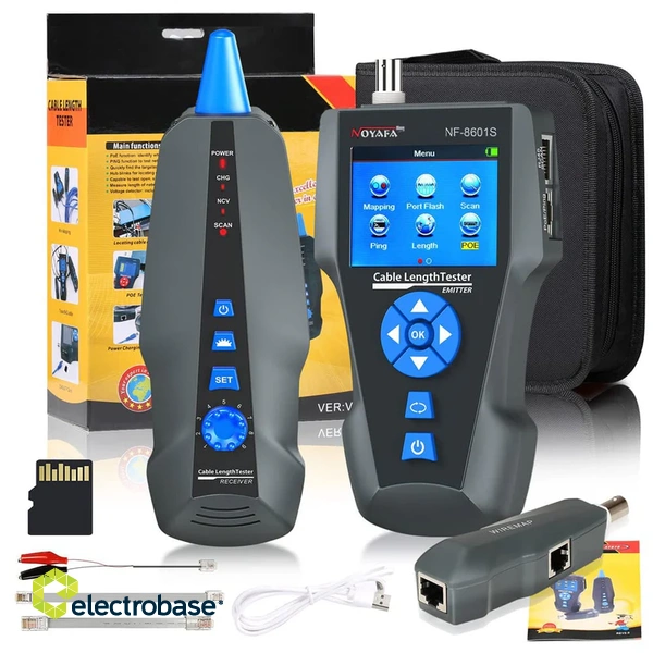 Noyafa NF-8601S Comprehensive Network Cable Tracer Tester Using TDR & with PoE / Ping for RJ45, RJ11, BNC, Metal Cables 6