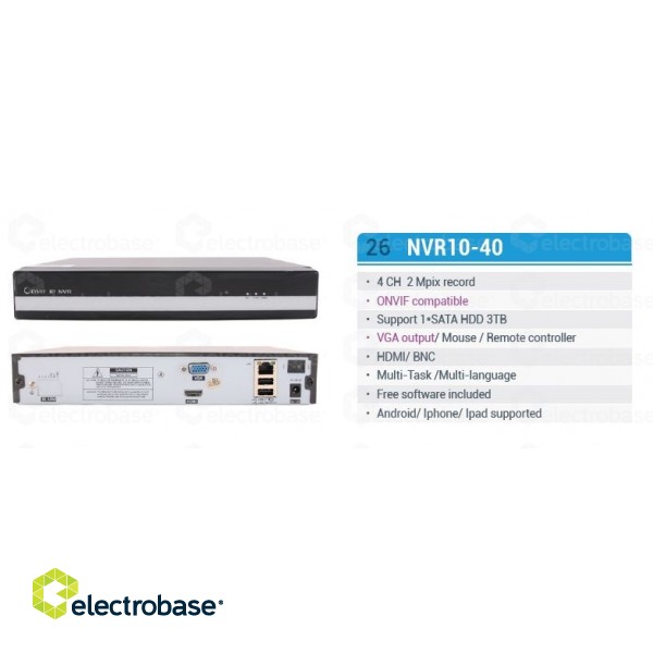 16 Ch NVR/16x 720P + 4x1080P/HDMI/1 output/2 SATA/ONVIF