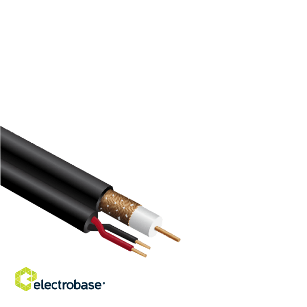 Coaxial cable RG59, CU, 90%, Black PVC, 2x0.75 CU, figure 8, 250m drum