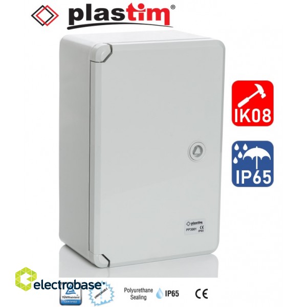 PP3 Plastmasas skapis H350xW250xD150, pelēkas durvis IP65 22