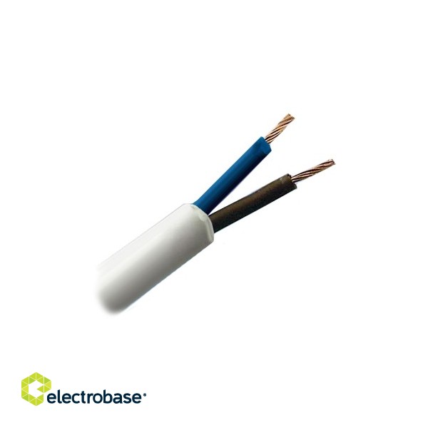 OMY 2x0,75 lankstus elektros kabelis su varine šerdimi. Skirtas naudoti patalpose.