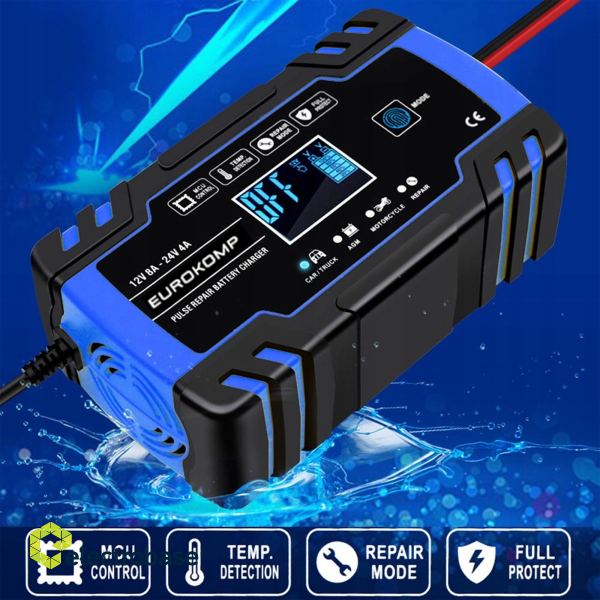 Akumulatoru Lādētājs 12-24V 8A | LCD displejs | 130W