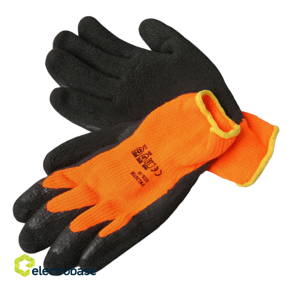 Warm work gloves with latex coating, size 10