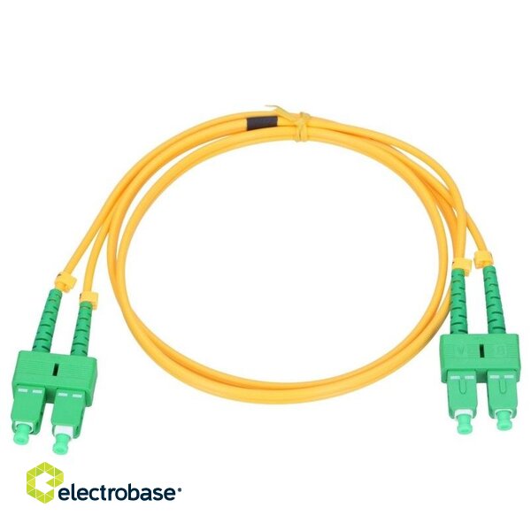 Fibre Optic patch cord SC/APC-SC/APC CORNING fibre, Single Mode, Duplex, 3.0mm LSZH Yellow, 1M