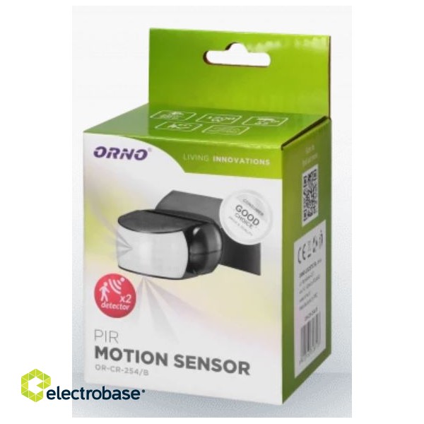 Motion sensor, range 360/180° 2 sensors, IP65 black paveikslėlis 4