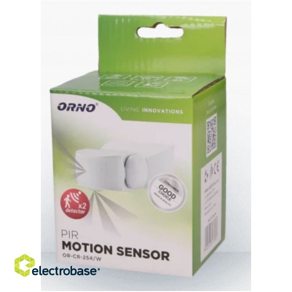 Motion sensor, range 360/180° 2 sensors, IP65 white paveikslėlis 4