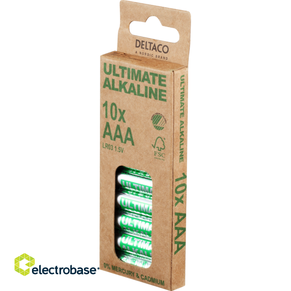 AAA LR03 baterija 1.5V Deltaco Ultimate Alkaline iepakojumā 10 gb. 3