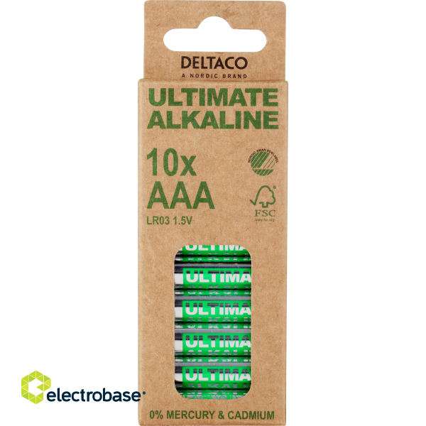 AAA LR03 baterija 1.5V Deltaco Ultimate Alkaline iepakojumā 10 gb.