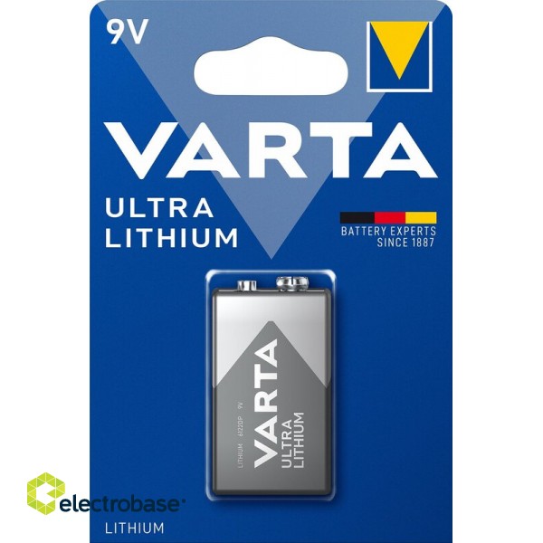 Аккумулятор 9В Varta Ultra Lithium E-block 6122 6LR61/6F22/9V в упаковке по 1 шт.
