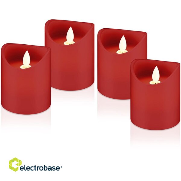 Набор из 4 светодиодных свечей из настоящего воска, красные. Безопасное решение для праздничного осв