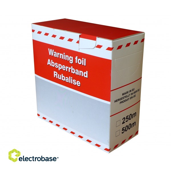 Barricade Warning tape in box, 75mm x 500m, red/white image 4