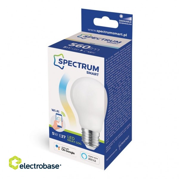 Spectrum LED Spuldze, E27, WIFI 2.4GHZ, 5W, 560LM, Dimmējama, 2700K-6900K, 220-240V image 1
