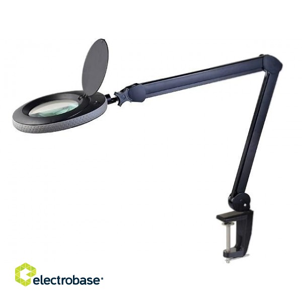 LED table lamp with magnifying glass (x2.25) | Ø120mm; Ø4.72" Black