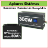 Komplekts:  Profesionāls Invertors UPS apkures sistēmai 300W + 12V 80Ah akum. 2