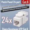 Komutācijas panelis 19" CAT6 UTP 24 porti (Patch panel)  komplektā ar 24gab. Keystone 3