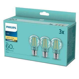 Philips LED classic 7W (60W) A60 E27 2700K 3 gab. spuldzes 806lm 8718699777777