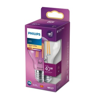 Philips LED classic 4.3W (40W) A60 E27 2700K Clear spuldze 470lm