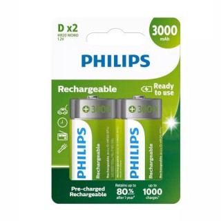 Philips uzlādējamā baterija D 3000 mAh 1 gb