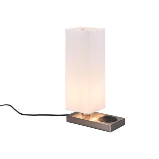 TRIO-Lighting Haley table lamp E14 brushed steel with charging station gaismeklis