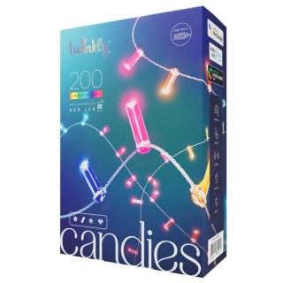 Twinkly  Virziet kursoru uz attēla lai pietuvinātu Viedā LED lampiņu virtene Twinkly Candies Candles, Gen II, 12m, 200LED, IP20, BT+WiFi, USB-C caurspīdīgs vads 8053614841189