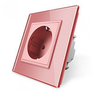 Livolo elektrības kontaktligzda melna 16A - 80mm ar rozā stikla paneli