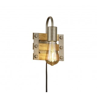 Trio-Lighting Khan  E27 antique steel/wood sienas lampa