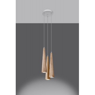 Pendant lamp SULA 3P natural wood gaismeklis