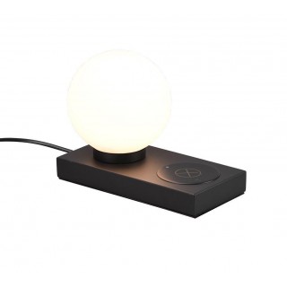TRIO-Lighting Chloe table lamp E14 matt black with charging station gaismeklis