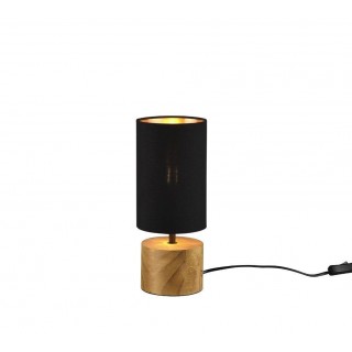 TRIO-Lighting Woody table lamp 12 cm round E14 black/wood gaismeklis