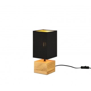 TRIO-Lighting Woody table lamp 12 cm square E14 black/wood gaismeklis