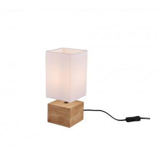 TRIO-Lighting Woody table lamp 12 cm square E14 white/wood gaismeklis